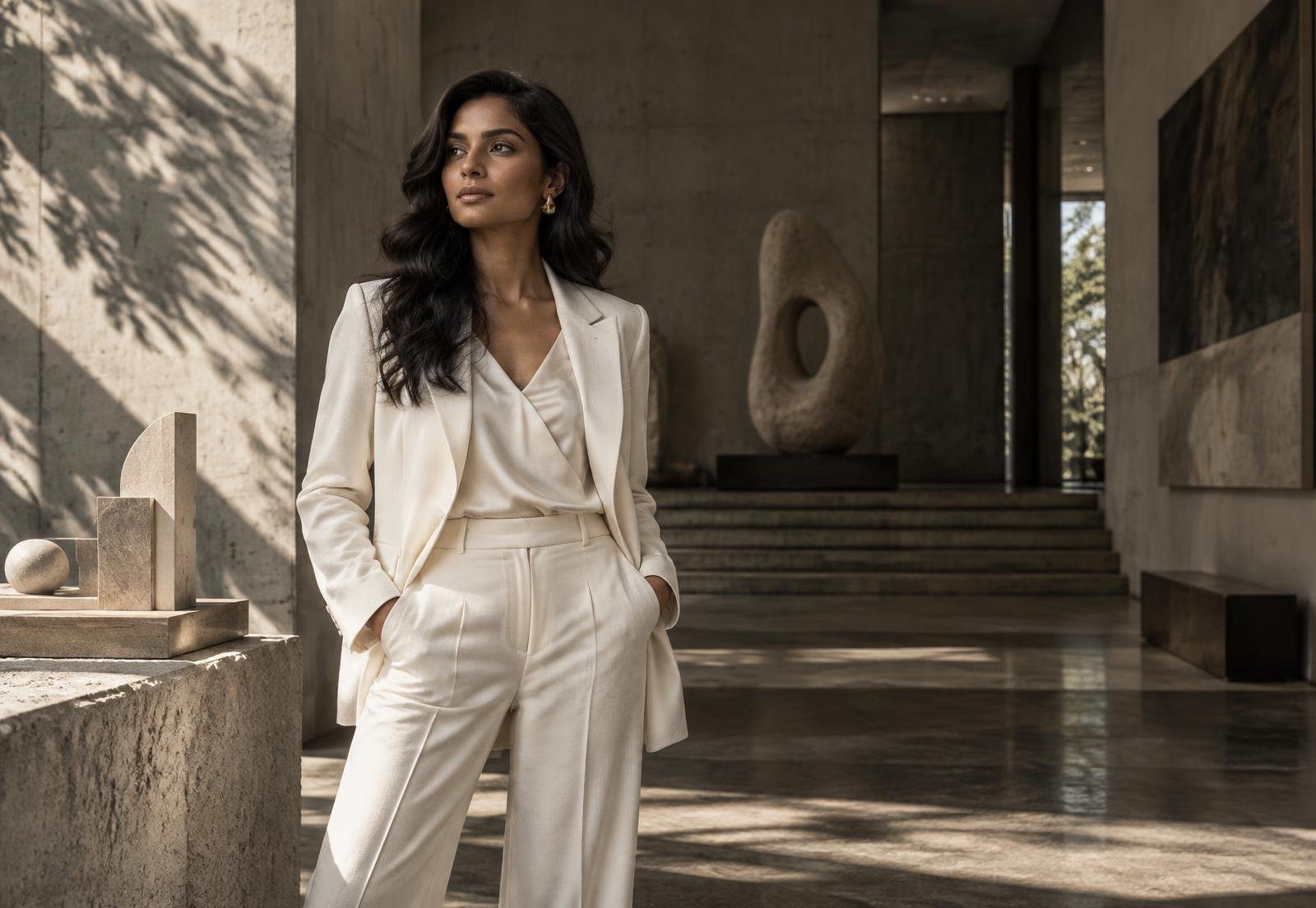 Aanya Rao in a sculptural gallery